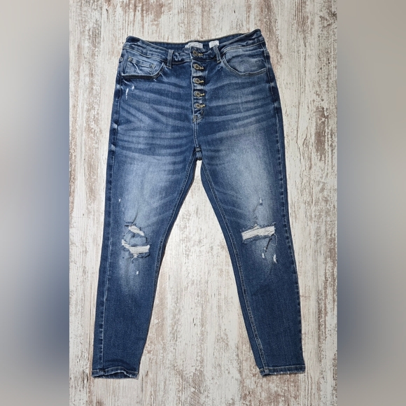 KanCan Kurvy Ultra High Rise Ankle Skinny Distressed Womens Jeans - Picture 1 of 4